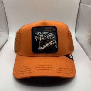 Goorin Bros Vicious Dinosaur Orange Trucker Hat The Farm Adjustable Mesh Cap